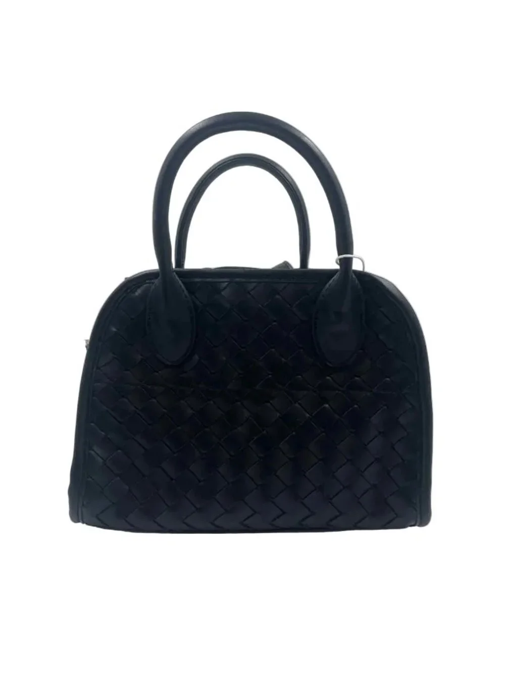 URBAN EXPRESSIONS Woven Black Vegan Leather Handled Satchel Purse w/Crossbody